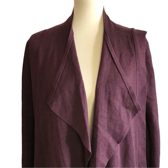Akris Cashmere Silk Knit Waterfall Front Eggplant Purple Cardgian Sweater 16 - Picture 2 of 13